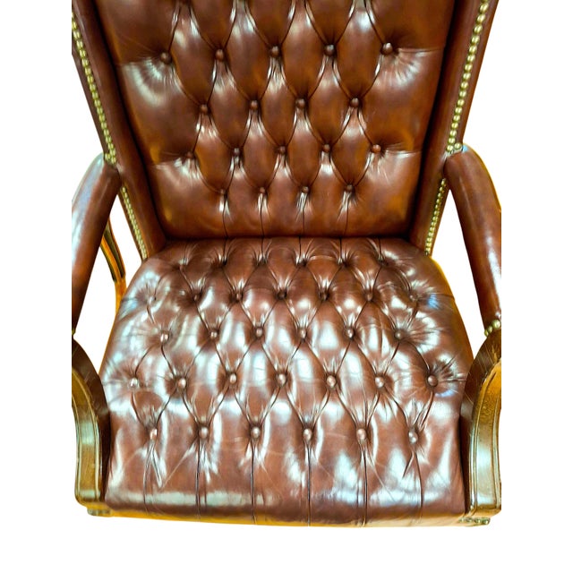 Late 20th Century Executive Desk Chair by Hickory Leather Company For Sale - Image 5 of 7