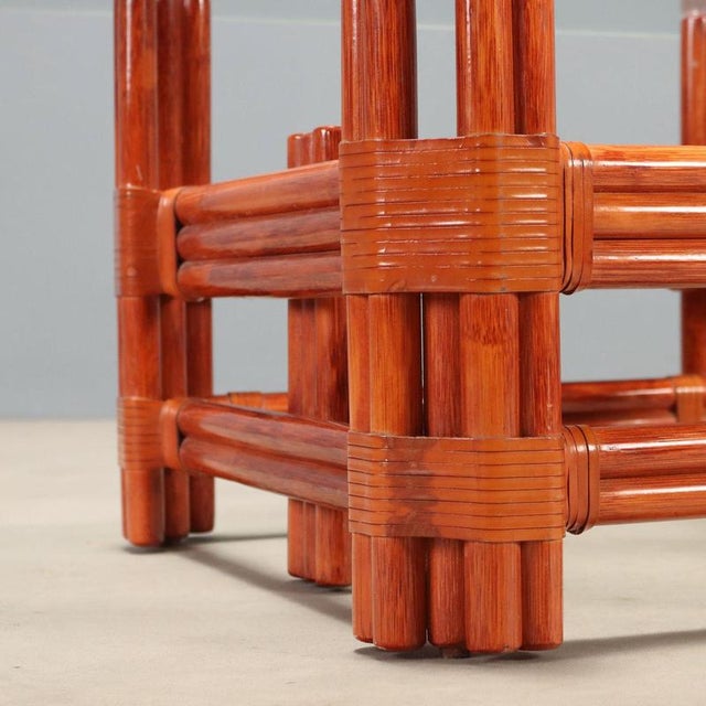 Red Bamboo Coffee Table, 1980s For Sale - Image 5 of 10