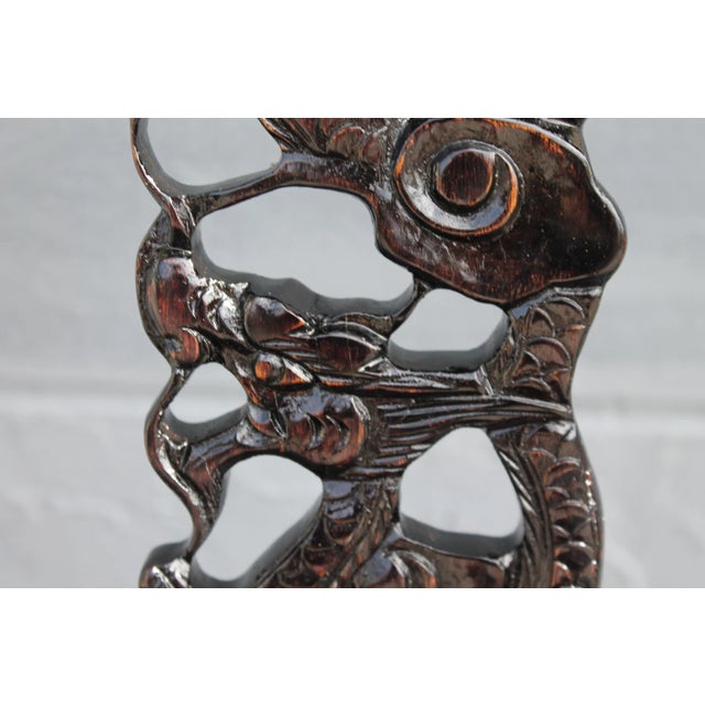 Antique Asian Meticulously Carved Mahogany Corner Chair For Sale - Image 5 of 11