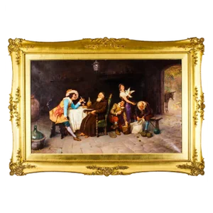 Francesco Bergamini, Figurative Scene, 1894, Oil on Canvas, Framed