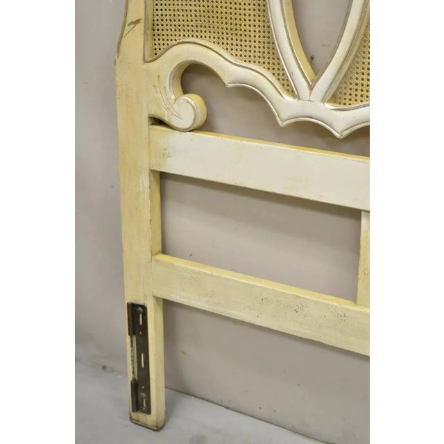 Mid 20th Century Vintage French Provincial Hollywood Regency Cream Painted Cane King Headboard For Sale In Philadelphia - Image 6 of 11
