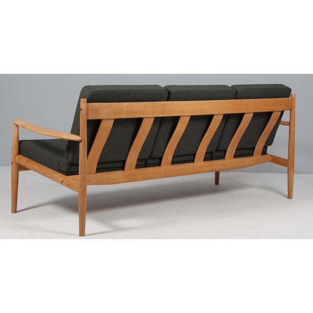 Green 3-Seater Sofa in Oak and Wool attributed to Grete Jalk, 1960s For Sale - Image 8 of 10
