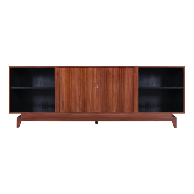 Mid-Century Modern Walnut Tambour Door Credenza, 1960s For Sale