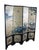 Late 20th Century Chinoiserie Four Panel Folding Screen / Room Divider. Features a black lacquer frame with a painted...
