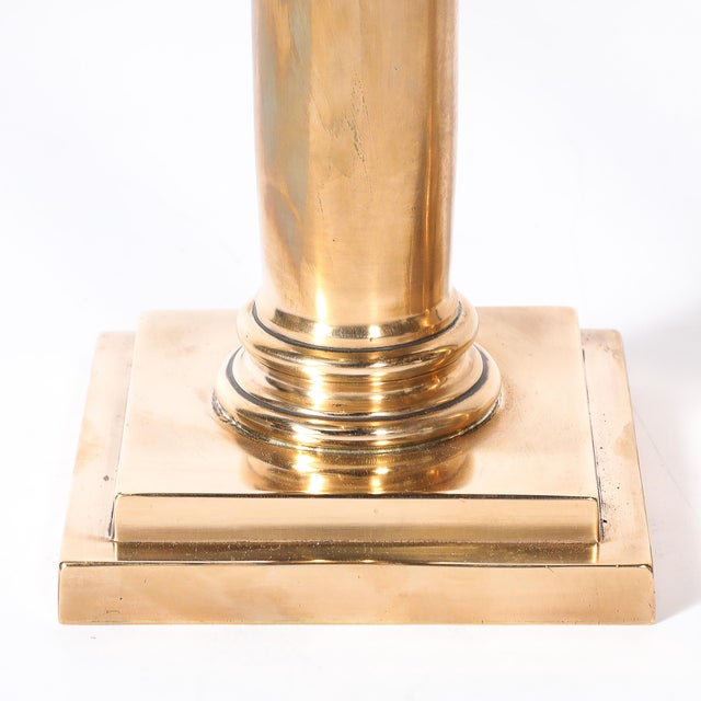 Art Deco Solid Bronze Plinth Base Corinthian Style Candleholders Signed Gorham For Sale - Image 15 of 15