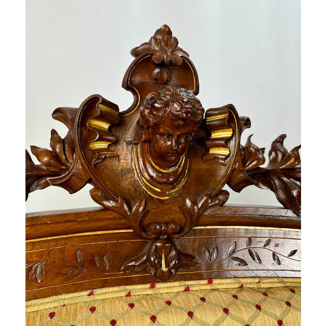 19th-Century Italian Renaissance Revival Carved & Gilt 3-Piece Parlor Suite – Settee & Armchairs For Sale - Image 6 of 18