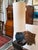 Mid-Century Modern West Elm Ceramic Table Lamp With Elongated Lamp Shade For Sale - Image 3 of 12