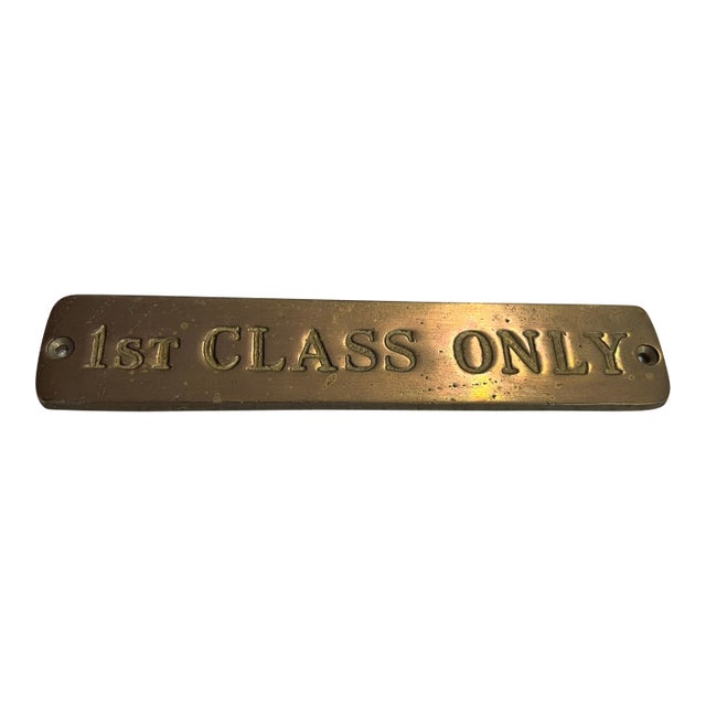 Small Brass 1st Class Only Wall Sign For Sale