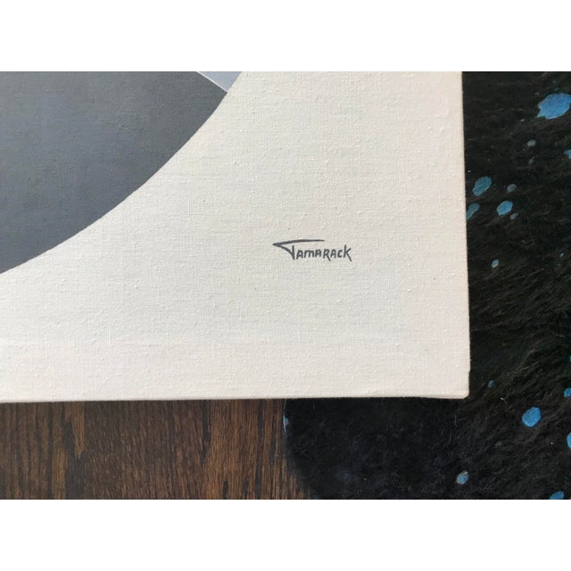 Mid 20th Century Abstract Landscape with Moon Fabric Painting by Tamarack For Sale - Image 4 of 7