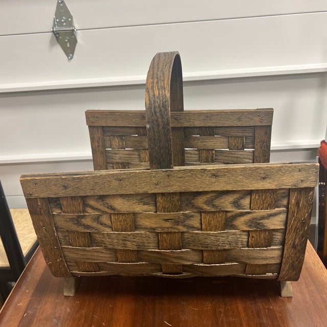Vintage Split Oak Log Holder Basket for Fireplace For Sale In Cleveland - Image 6 of 7