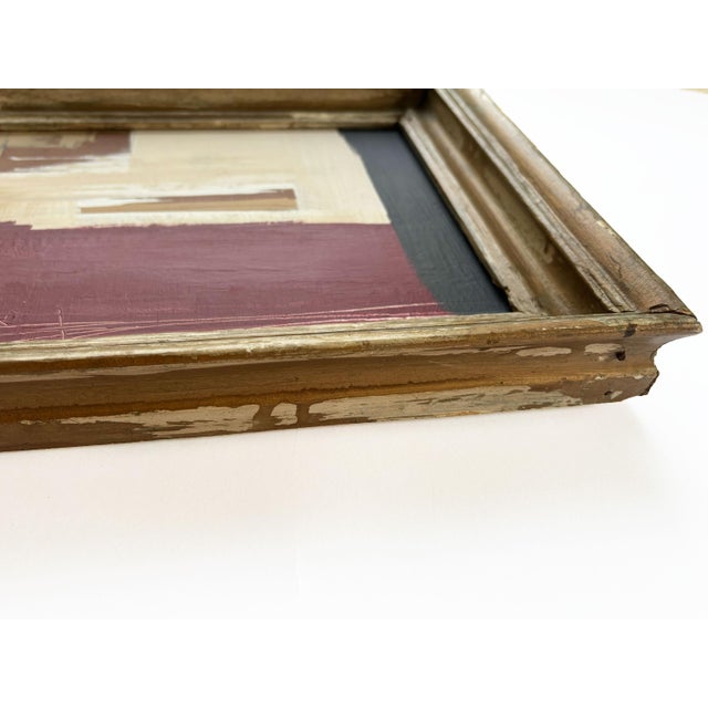 Red “Romantic” Abstract Art in Antique Distressed Frame, Transitional Living Room Art by JTS For Sale - Image 8 of 10