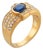 Vintage Sapphire Diamond 18k Yellow Gold Ring, Size 6.25 For Sale