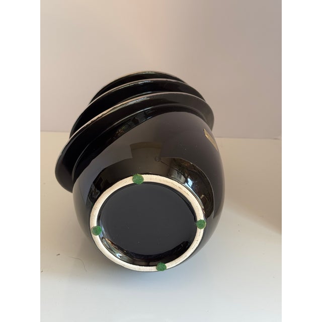 1970s Bellini Black & Chrome Art Glass Vase Italy For Sale - Image 5 of 7