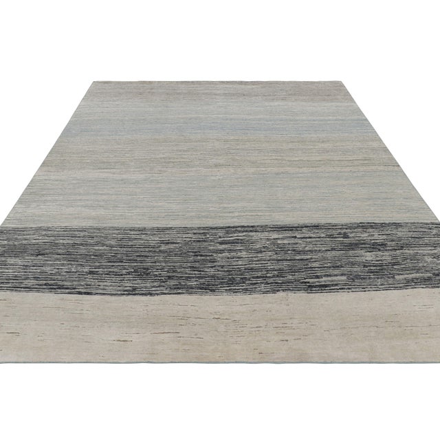 2010s Rug & Kilim’s Textural Rug in Beige and Gray With Stripes and Striae For Sale - Image 5 of 7
