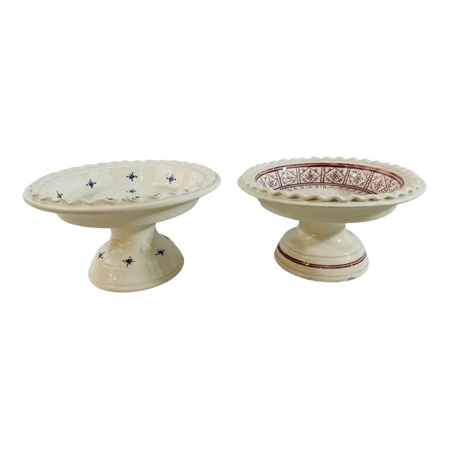 Moroccan Tribal Ceramic Dessert Plate, a Pair For Sale