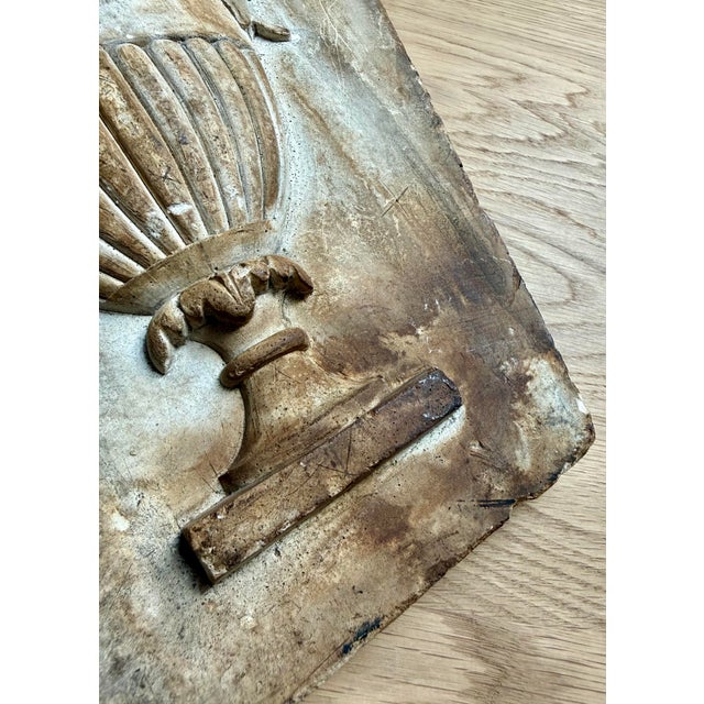 Antique Neoclassical French Decorative Architectural Bas-Relief Cast Plaster Workshop Sample, High Relief Urn Motif For Sale - Image 4 of 12