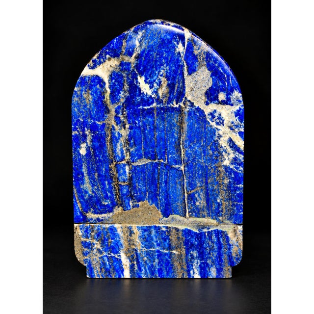Finest Lapis Lazuli Tibetan Makahala Statue 9.5" Natural Gemstone Hand Carved For Sale - Image 13 of 14