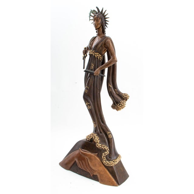 Erte (Romain de Tirtoff, Russian/French, 1892-1990) "Peace" Gilt and Patinated Bronze Sculpture, 1984, signed "Erte" to...