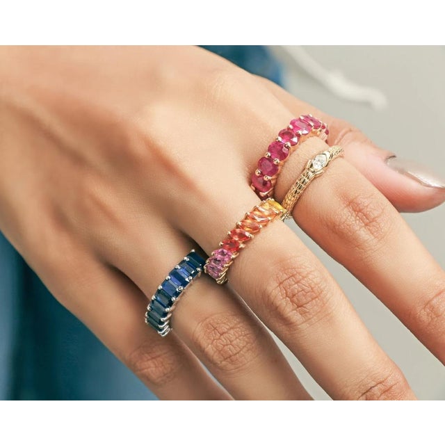 Natural 3.70 cts rainbow sapphire ring in 14k gold For Sale - Image 18 of 18