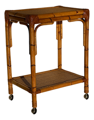 Console Table in Wood and Rattan, 1970s