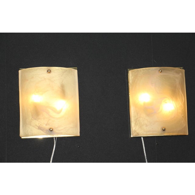 1990s Shield-Shaped Alabaster Murano Glass Wall Lights, 1990s, Set of 2 For Sale - Image 5 of 13