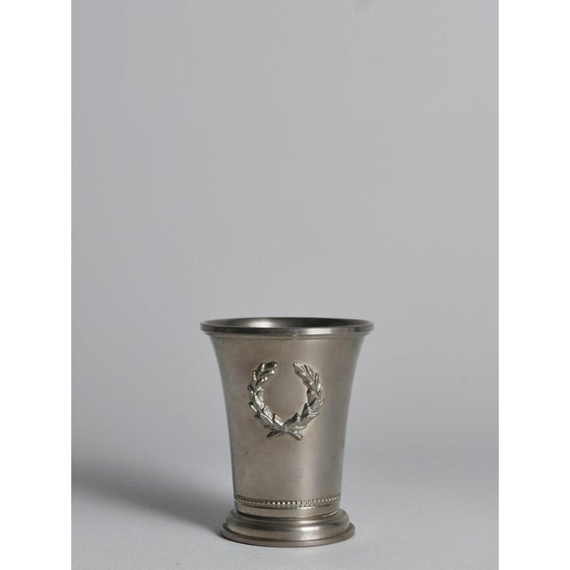 1960s Small Vintage Pewter Vase with Laurel Wreath from Svenskt Tenn, Sweden, 1967 For Sale - Image 5 of 10