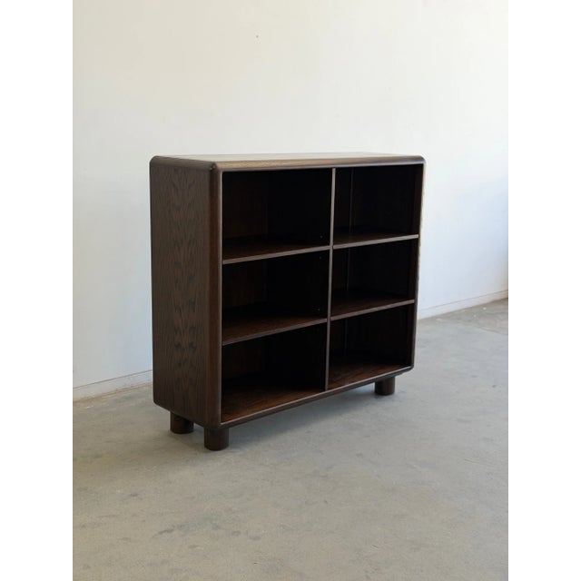 1970s Vintage Oak Bookcase Cylinder Legs For Sale - Image 5 of 16