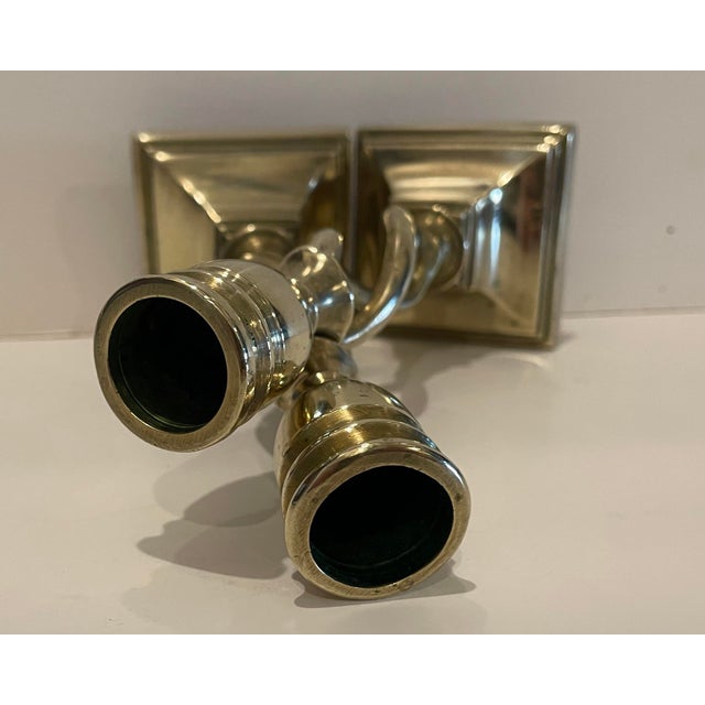 Pair of English barley twist style brass candlesticks, marked "Made in England" on bottom edge. Probably 1930s-1940s. 6.75...