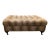 Lee Industries Tufted Leopard Print Upholstered Ottoman With Turned Wooden Legs and Casters For Sale