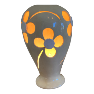 1960s Handmade Ceramic Flower Vase Lamp