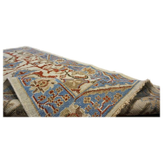 Afghan Sultanabad Master Wool 3x14 Blue, Ivory & Red Handmade Runner Rug #1143752 For Sale In Houston - Image 6 of 6