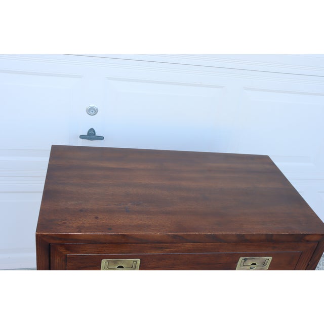 1970s Henredon Small Three Drawer Campaign Style Dresser For Sale - Image 9 of 16