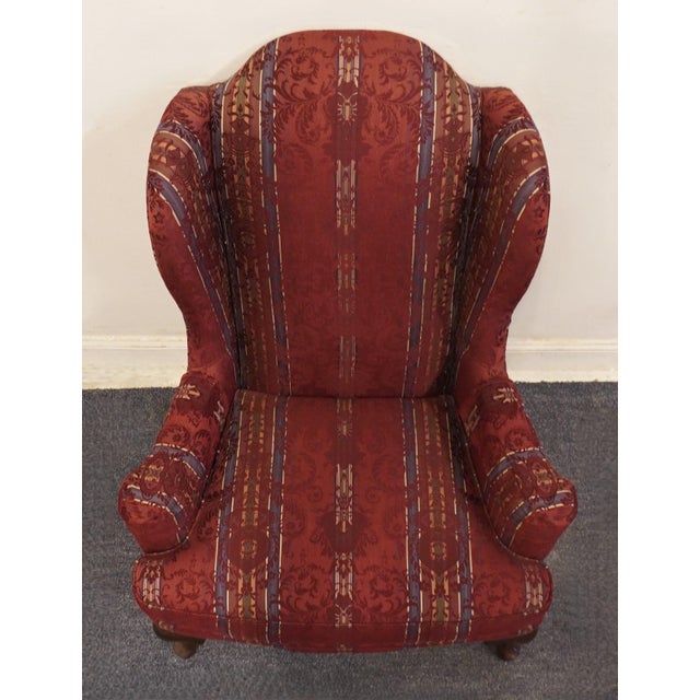 Red Ethan Allen Red Upholstered Traditional Sussex Wingback Accent Arm Chair 20-7517 For Sale - Image 8 of 12