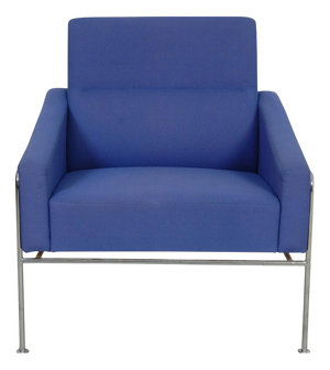Model 3301 Lounge Chair in Blue Fabric by Arne Jacobsen, 1997