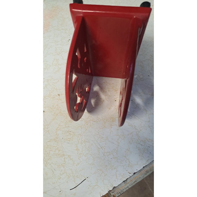 1970s modernVintage 1990s Red Enamel Cast Iron Napkin Holder For Sale - Image 5 of 11