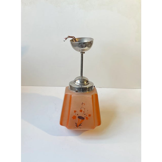 Scandinavian Art Deco Pendant Lamp in Nickel and Colored Glass, 1930s For Sale - Image 3 of 10