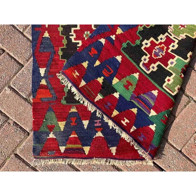 Red Tribal Handmade Turkish Kilim - 40" X 59" For Sale - Image 8 of 9