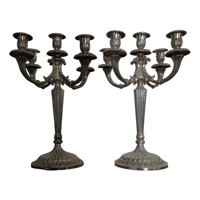 Italian Candleholders in Silver, 1980s, Set of 2 For Sale