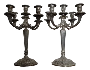 Italian Candleholders in Silver, 1980s, Set of 2