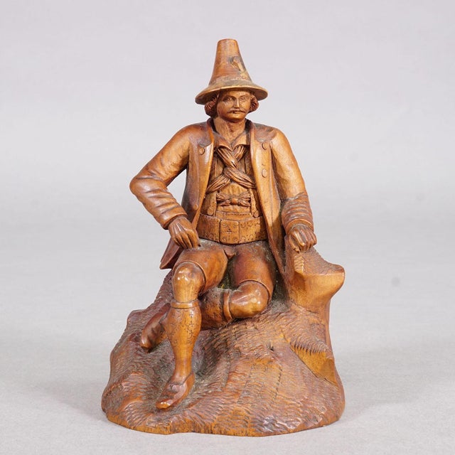 Antique Hand-Carved Tyrolean Farmer Sculpture, Ca. 1880 For Sale - Image 6 of 8