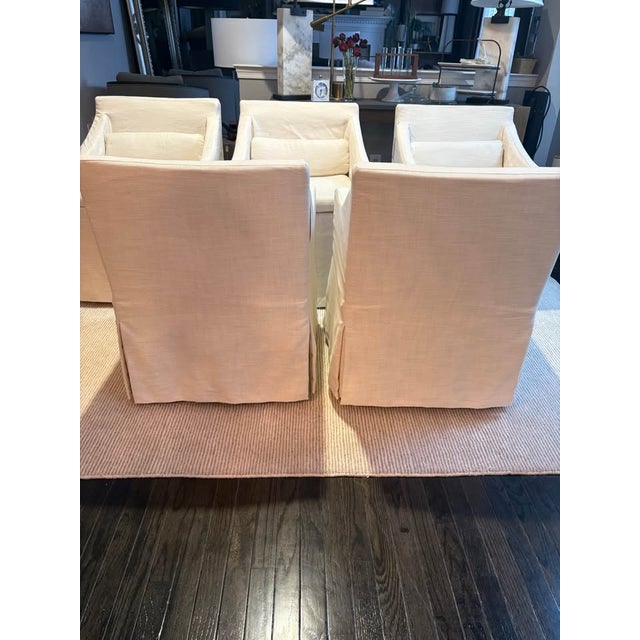 2020s Rh Low Belgian Slope Arm Slipcovered Dining Armchairs – Set of 5 - Restoration Hardware For Sale - Image 5 of 8