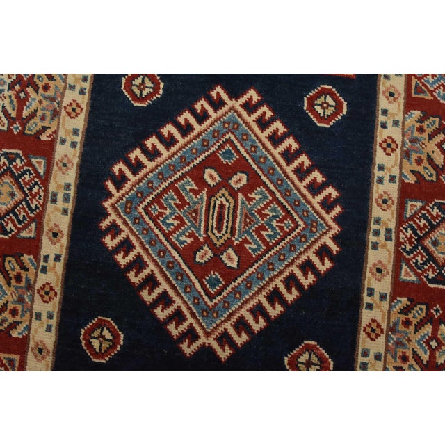 Textile Kazak Runner 2’8” X 7’9” Blue Wool Tribal Hand-Knotted Oriental Rug For Sale - Image 7 of 12