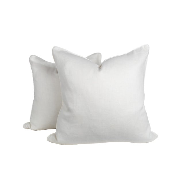 Ivory Linen and Gray Chinoiserie Embroidered Designer Pillow Covers, a Pair For Sale - Image 4 of 5