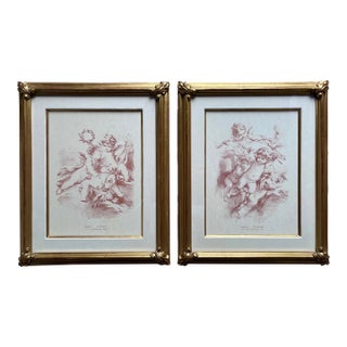 Cherubs Custom Framed Italian Prints-After Boucher-Set 2 For Sale