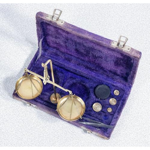 Balancing Scale with Coin Weights For Sale - Image 3 of 16