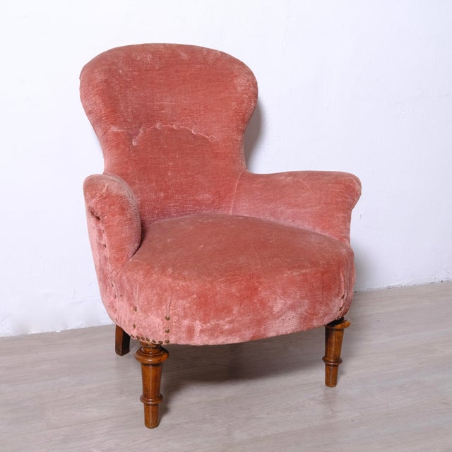 Antique Italian Armchair in Pink Velvet, 1920s For Sale - Image 13 of 13