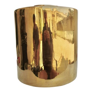 Massive Gold Lustre Porcelain Cylander Vase For Sale