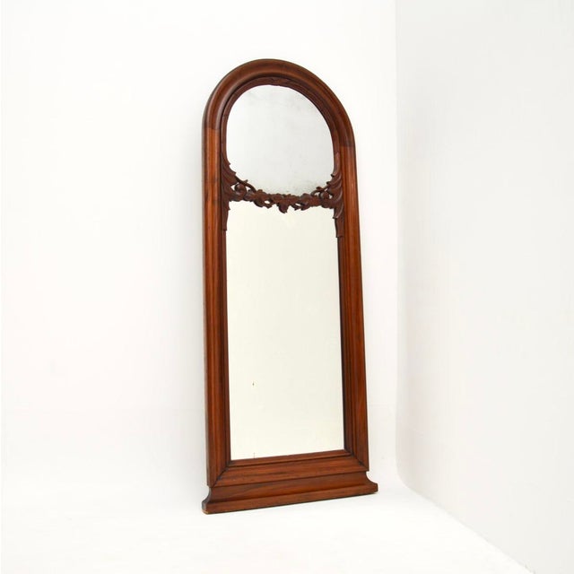 Antique Victorian Carved Walnut Mirror, 1850 For Sale - Image 9 of 9