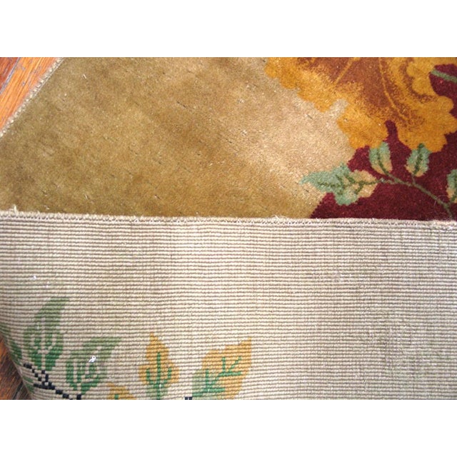 1920s Orange Persimmon Floral Antique Chinese Art Deco Carpet 9' X 12' Handknotted Wool Rug For Sale In New York - Image 6 of 6