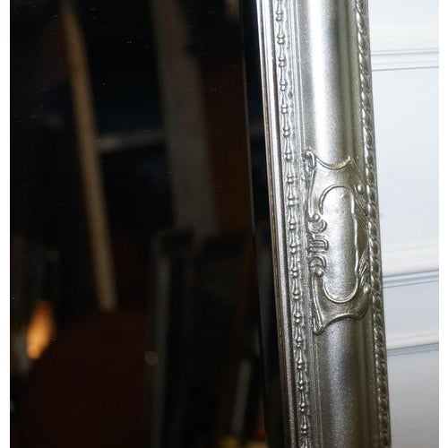Silver Carved Silver Bevelled Rectangular Mirror For Sale - Image 6 of 8